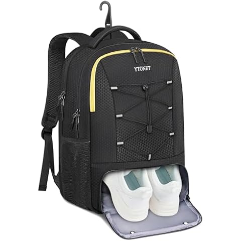 Ytonet Gym Backpack for Men Women, Gym Bag for Women with Shoe Compartment Large Water Resistant Lightweight Sport Backpack Fit 15.6 Inch Laptop, Sport, Workout, Travel, Black Cover