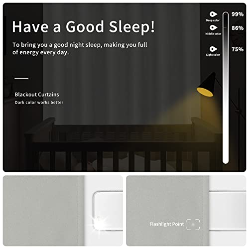 Image of Easy-Going Blackout Curtains for Bedroom, Solid Thermal Insulated Grommet and Noise Reduction Window Drapes, Room Darkening Curtains for Living Room, 2 Panels (42x84 in, Greyish White)