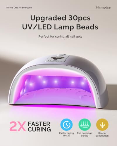 Image of MelodySusie Cordless UV Nail Lamp with 3 Timers & Smart Sensor, 2026 Uprgraded P-Plus30G Rechargeable UV Light Cures All Gels, Especially Builder, Hard, Extension, Acrylic & Chrome Gel Polishes White