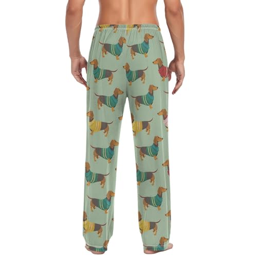 Men’s Cute Dachshunds Pajama Pants with Pockets, Comfortable Lounge Sleep Bottoms#5232
