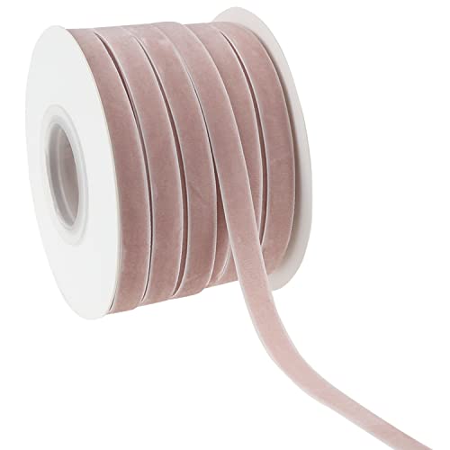 Dindosal Dusty Rose Velvet Ribbon 3/8 Inch Single Face Thin Velvet Ribbon For Gift Wrapping, Dusty Rose Ribbon Wedding, Ribbon For Hair Bows, Choker, Cafts, Bouquet - 25 Yards #TOP4