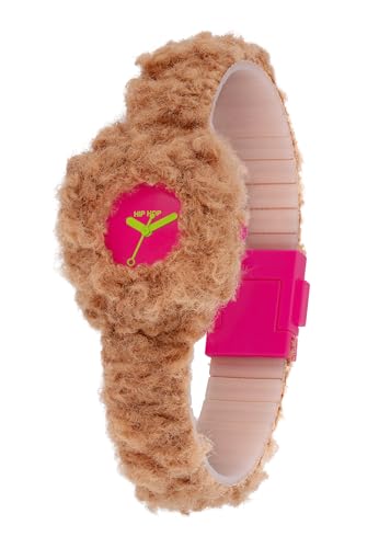Montre femme Hip Hop Lab Teddy Hug en silicone et fourrure beige 32 mm