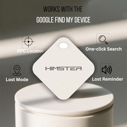 Image of Himster Locatag for Android | Google Find Hub Tracker | Bluetooth 5.4 | No SIM Needed | Anti-Lost & Loud 75dB Alert | Item Finder- Keys, Wallets, Bags, Pets |1-Year Replaceable Battery(White)