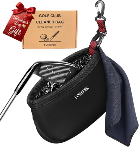 YOREPEK Golf Club Cleaner Bag with Towel, 360° Rotating Clip,
