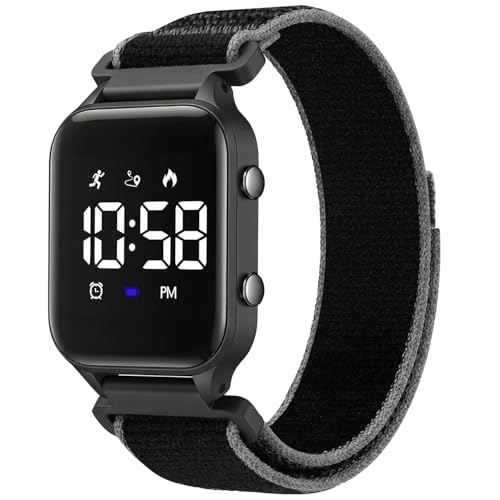 L LAVAREDO Kids Digital Watches for Boys Girls,Sport Watch with Pedometer Stopwatch Vibration Alarm Nylon Band for Ages 5-13,No App Fitness Tracker Watch for Kids Teens Birthday Christmas Gifts