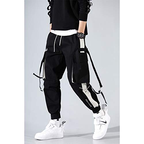 Astellarie Mens Punk Cargo Pants Hip-hop Jogger Patchwork Popular Baggy Teachwear Pants3