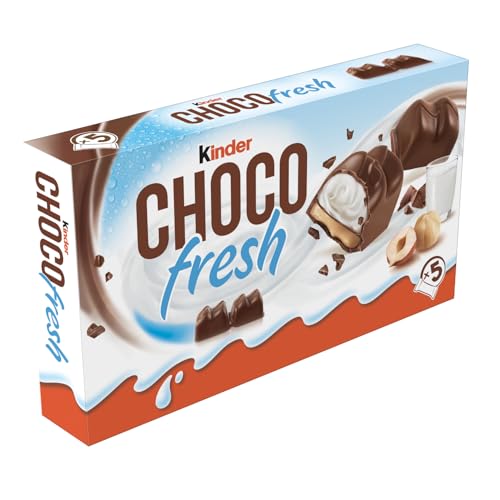 Kinder Choco Fresh - 5 Snack al Cioccolato al Latte, con Fresca Farcitura al Latte e alla Nocciola, Ottimo a Merenda, Confezione da, 105g