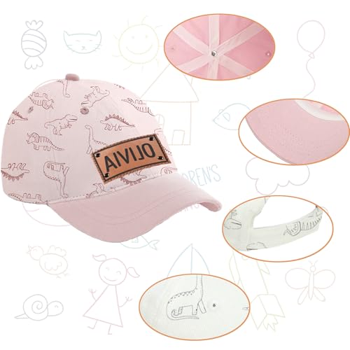 Custom Toddler Baby Hats,Personalized Kids Baseball Caps with Leather Label Name,Adjustable Snapback Dinosaur Print Hats2