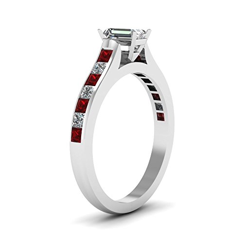 Image of 55Carat Choose Your Gemstone Cathedral Channel Set Diamond CZ Ring Sterling Silver Emerald Shape Side Stone Engagement Rings Matching Jewelry Wedding Jewelry Easy to Wear Gifts US Size 4 to 12