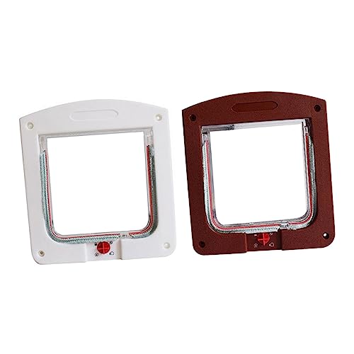 Happyyami Controllable Cat Doors 2pcs Wall Entry Pet Doors Pet Gate Dog Flap for Small Medium Pets