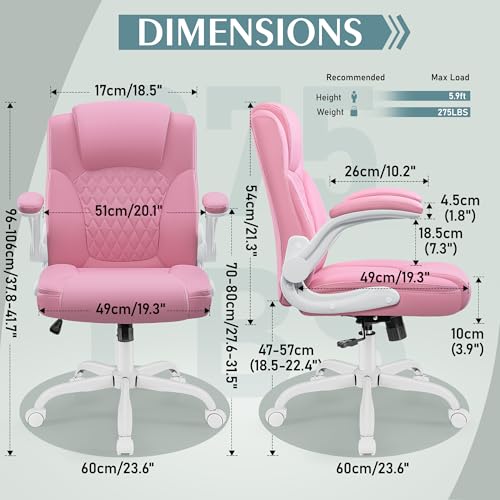 Image of Leather Office Chair, PU Home Computer Desk Chairs with Ergonomic Back Support, 360Swivel Free,Small Gaming Chair with Wheels and Adjustable Armrests, for Short People Use