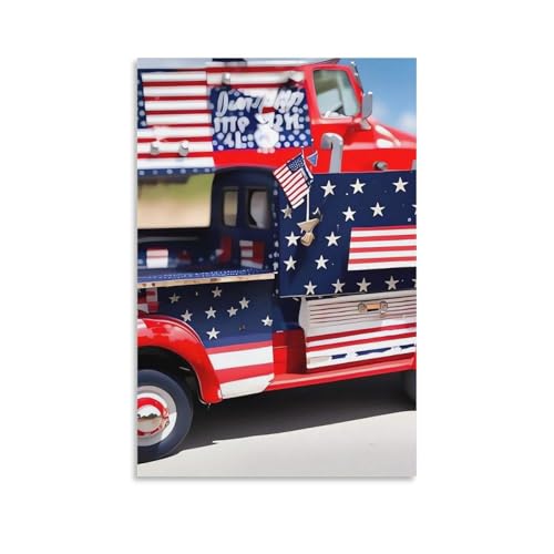 Impression sur toile tableau 4 juillet camion patriotique déco murale bureau