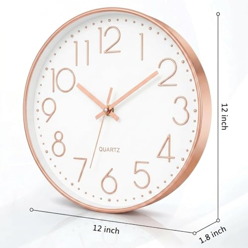 Image of STAR WORK Premium Wall Clock 12 inch Inch Silent Non-Ticking Quartz Movement | Easy to Read 3D Numbers | Modern Analog Clock for Home Decor, Living Room, Bedroom, Office (Vanilla Gold, 12-Inch (30Cm))