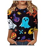 [JPAYAROGOAN] ハロウィン Tシャツ レディース カボチャ 大人 コスチューム コスプレハロウィン 万聖節 Tシャツ レディース な怖い tシャツ 大きいサイズ 丸首 ティーシャツ おもしろ 半袖 かぼちゃ コウモリ ゴースト 幽霊 クモ 夏服 人気 個性的 カットソー 派手 おしゃれ 雰囲気 ギフト(M,ブルー)