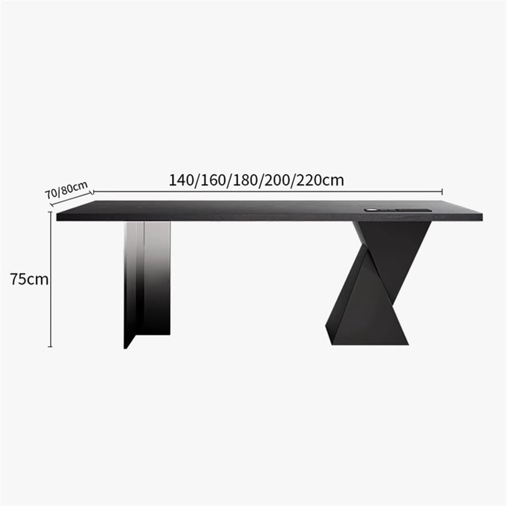 Table Bureau Minimaliste et élégant en Bois Massif avec Prises de Courant(M)