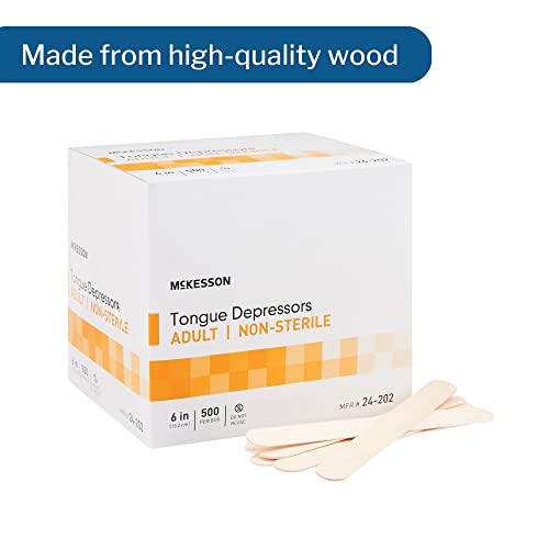 mckesson tongue depressors 5000 count adult size non-sterile wood unflavored splinter-free 6 in - use for medical arts crafts spa - 500 count pack of 10