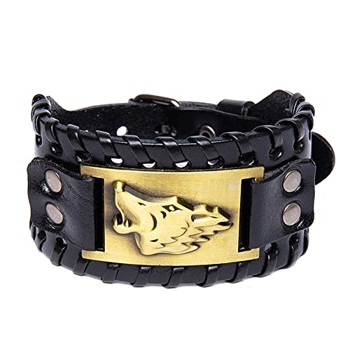 Chaîne de poignet cuir ajustable loup Odin contre usure