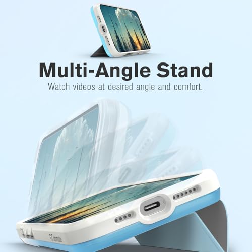 VENA vCommute for iPhone 17 Pro Max Wallet Case, [Military Grade Drop Protection] Flip Leather Cover Slot Card Holder with Kickstand - Pastel Blue by VENA - Used condition - Image 4