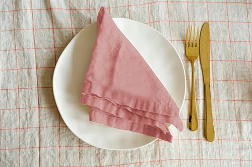 Image of R home Solid Cotton Table Napkins, Soft Cloth Napkins for Dining Table, Reusable & Washable, Ideal for Formal Dining, Cocktail Nights, Weddings, Home Bar & Table Decor (6, Bubblegum)
