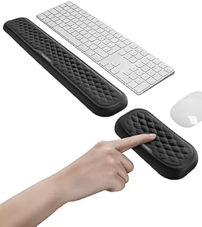 Vaydeer Podkładka pod nadgarstki do klawiatury i myszki, ergonomiczna pianka memory, zestaw do biura i gier, kolor czarny