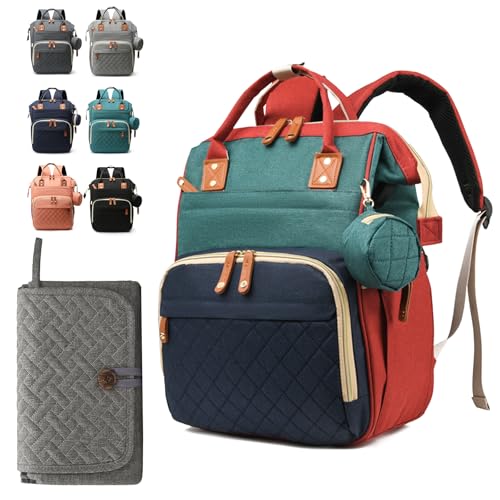 Diaper Bag Backpack for Girls Boys: Multicolor Toddler Diaper Bag with Changing Pad Baby Backpack Diaper Bag for Mon Dad Newborn Pañaleras Bebe Niña...