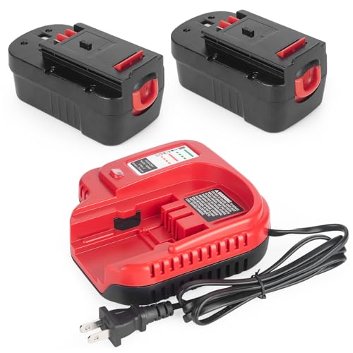 DONGPUCUN 2Pack 18V 4.0Ah Battery and Charger Set for Black and Decker 18V Battery HPB18 HPB18-OPE 244760-00 A1718 FS18FL FSB18 Firestorm Compatible with Black&Decker 18 Volts Batteries