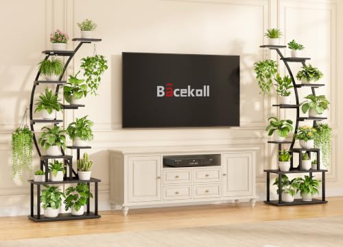 Image of 2 Pack Plant Stand Indoor with Grow Lights, 9 Tier Large Tall Plant Shelf