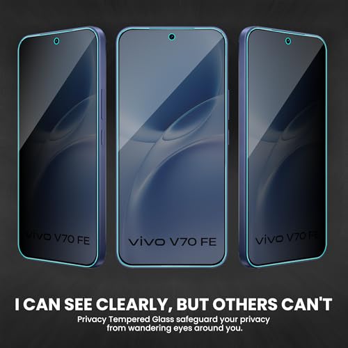 Image of FIRST MART Privacy Tempered Glass for Vivo V70 FE, 2 Pack | Anti-Spy 9H Screen Protector, Edge-to-Edge, Case-Friendly, Scratch Resistant, Bubble-Free
