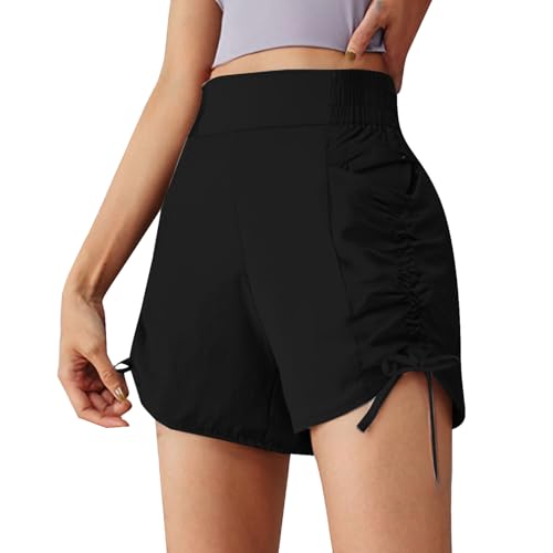Short sport femme en élasthanne et coton avec taille haute de 7,6 cm