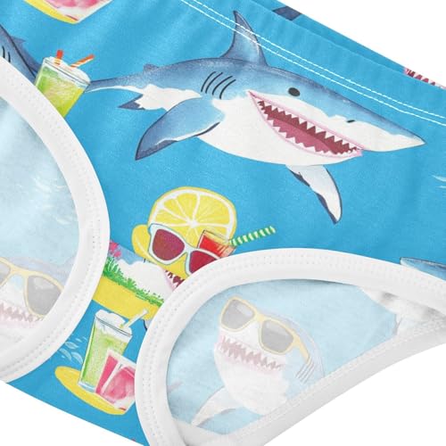Sharks Girls' Underwear Cotton Wearing Sunglasses Girls Briefs Soft Toddler Underwear 2T3