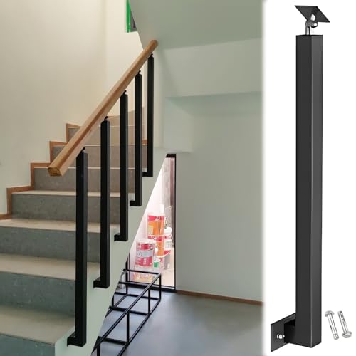 Balustrade carrée en métal avec supports plats pour kit de rampe d'escalier intérieur