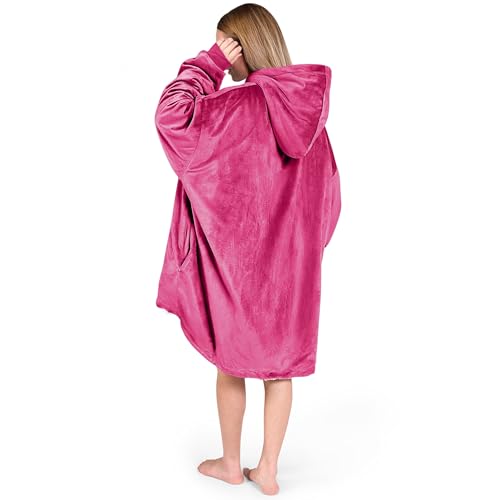Image of Bare Home Wearable Blanket Hoodie - Soft Plush Sherpa - Warm and Cozy - Oversized Wearable Blanket