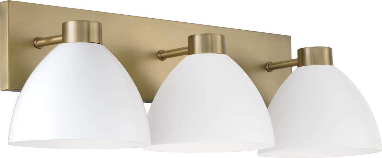 HomePlace by Capital Lighting 652011AW Ross Modern Luxe Art Deco Mid-Century Matte White Metal Cone Wall Sconce, 1-Light 100 Watt, 11" H x 8" W, Aged Brass and White