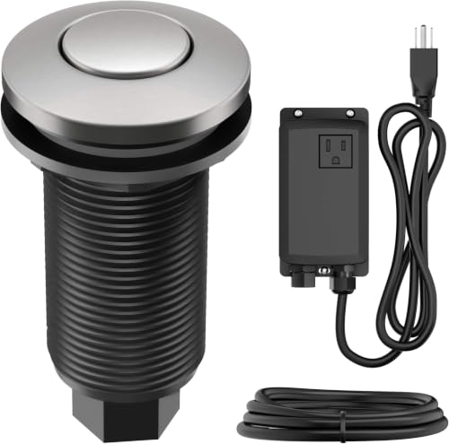 Image of KRAUS Garbage Disposal Air Switch Kit in Spot-Free Stainless Steel with Push Button, AC Adapter, Power Cord, and Air Tube Included, KWDA-100SFS (Pack of 6)