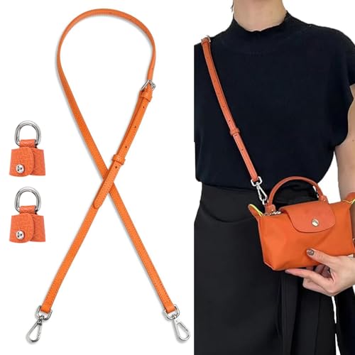 Image of Bag Leather Strap Replacement Crossbody Shoulder Straps for MINI Pouch, No Damage Conversion Kits Accessories (MINI-Orange-S)
