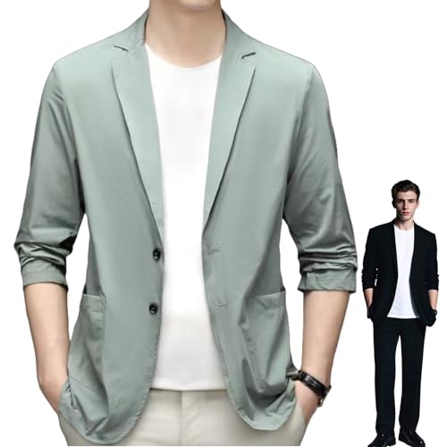 Kyayu Jacket, Men's Light Summer Suit Jacket, Casual Ice Silk Cool Suit Jackets, Soft Wrinkle Free Breathable Slim Fit - Main Image