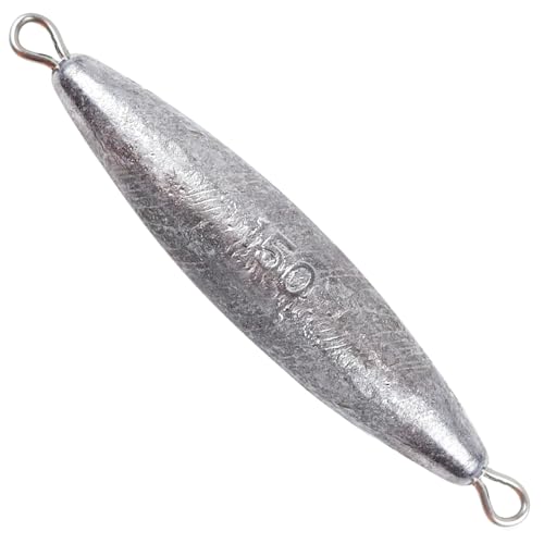 Through Wire Inline Torpedo Sinkers, Saltwater Bullet Fishing Weight for Trolling, Double Ringed One Piece Wire Fishing Weights for Bottom Fishing Surf Fishing 1-5 oz CWSDXM (2oz, 5pcs)