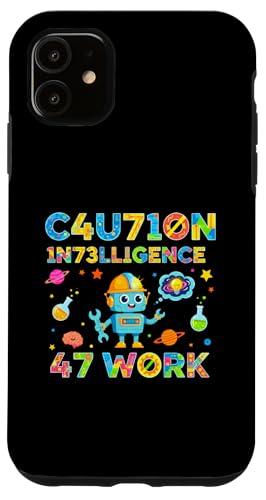 Caution Intelligence At Work Leetspeak �Q�[�}�[ �ʔ����f�U�C�� �X�}�z�P�[�X iPhone 11 �p