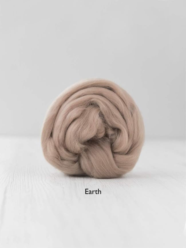 150 gm Extra Fine Merino Wool Roving Tops 19 Micron Dyed in Italy | Weaving, Macraweave, Felting and Spinning | 30 Grams Each of 5 Colors | Browns/Earth Tones