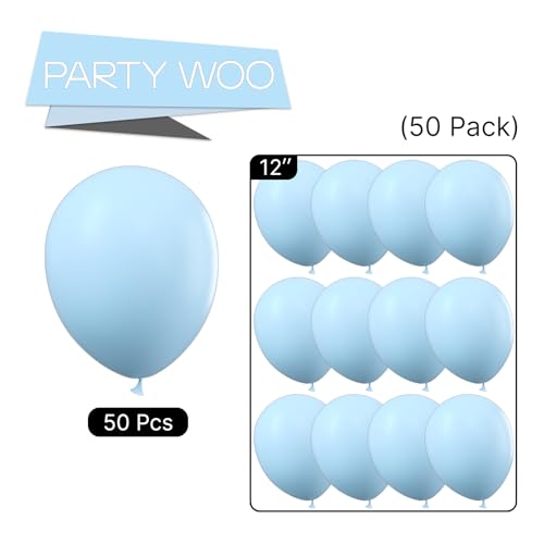 PartyWoo Pastel Blue Balloons, 50 pcs 12 Inch Pale Blue Balloons, Blue Balloons for Balloon Garland Balloon Arch as Birthday Party Decorations, Wedding Decorations, Baby Shower Decorations, Blue-Q13 by PartyWoo - Image 8