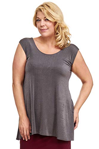 Magna - SLINKY Empire Style A-Top Lagenlook, Übergrößen Mode (56-58, Grau)