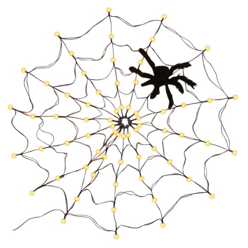 Telaraña de Halloween con luces impermeables que resiste la lluvia en tu terraza