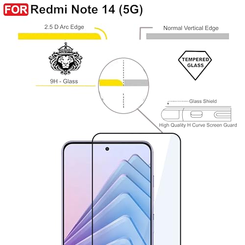Image of CEDO Tempered Glass for Redmi Note 14 / Note 14 SE (5G) | Screen Protector Full HD Quality Tempered Glass Anti-Scratch Edge to Edge Coverage with Easy Installation Kit (Black)