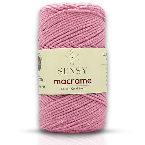 S Sensy 2mm Cotton-Vegan Recycled Macrame #3 Light Cord Pink 159 Yards 7 Oz