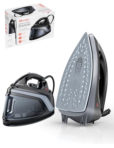 Image of 1500W Steam Iron & Vertical Steamer, 1300ml Leak-Proof Water Tank, Ceramic Soleplate, Auto-Off Safety, Burst Steam, Self-Cleaning, Anti-Calc Anti-Drip(Noble Black)