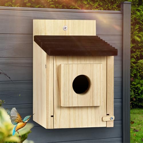 CLACKIBUKVYZ Birdhouse for Outdoors Clearance, Wooden Bluebird House for Outside, Weatherproof Hanging Bird Nesting Box for Finch, Cardinal, Wild Bird Watching (Easy Clean, Ventilated) - Thumbnail 4