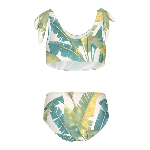 KLL Tropical Banana Leaf Girl Two Piece Bikini Set Beach Swimsuit Swimwear Cute Shoulder Strap2