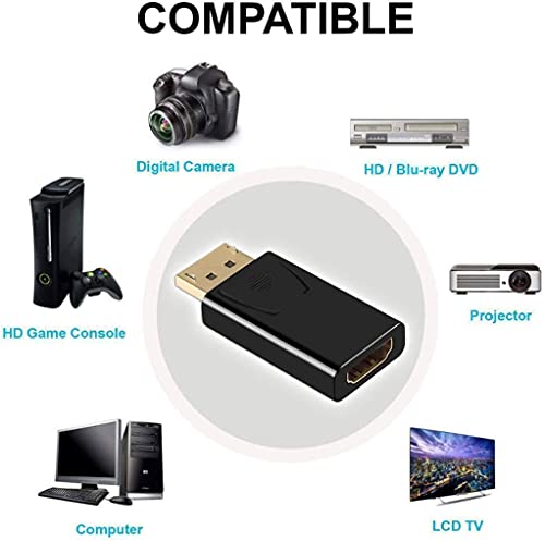 Adaptador DisplayPort macho a HDMI hembra 1080P negro miniatura 4