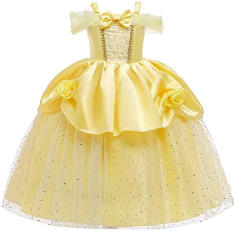 MYRISAM Girls Belle Princess Dress Beauty and the Beast Costume Halloween Carnival Cosplay Christmas Birthday Ball Gown