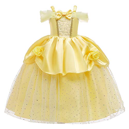 MYRISAM Girls Belle Princess Dress Beauty and the Beast Costume Halloween Carnival Cosplay Christmas Birthday Ball Gown